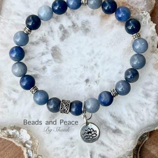 Sodalite stretch bracelet with peace charm