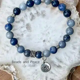 Sodalite stretch bracelet with peace charm