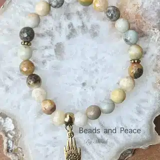 Indian agate stretch bracelet with Fatima’s hand