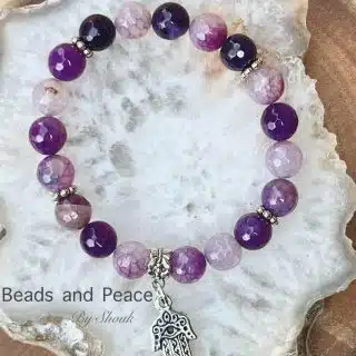 Amethyst stretch bracelet with Fatima’s hand