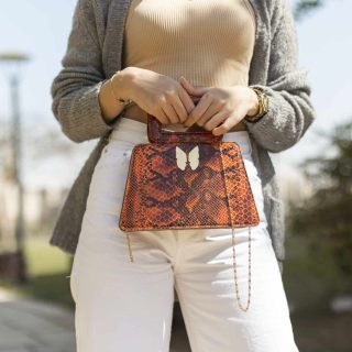 Orange leather bag