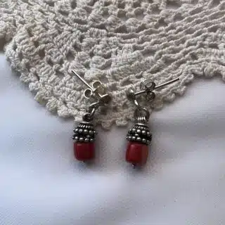 Red Coral and Sterling Silver Earrings – Natural Elegance Handcrafted with Care.