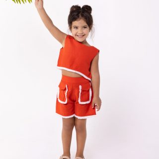 Linen Fringe Set in Orange