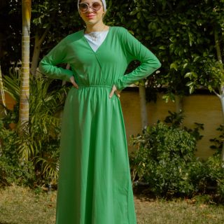 Green Long Wrap Dress