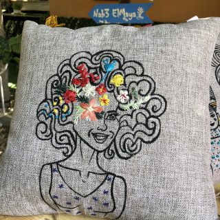 Curly hair girl cushion