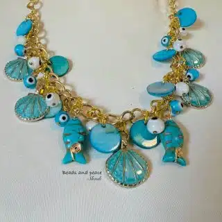 Summertime,Turquoise, seashells chain