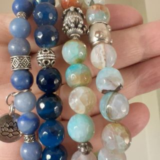 Blue sea stretch bracelet stack, sold individually