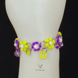 Purple Yellow flower bracelet