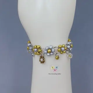 Silver Gold flower bracelet