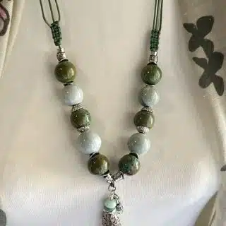 Casual chic long porcelain necklace.