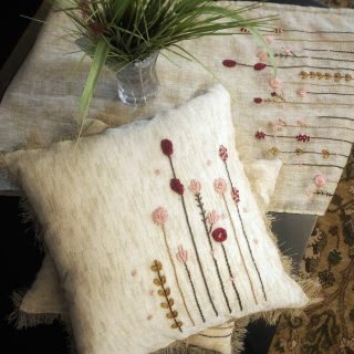 Flowered Retreat Burlap linen Cushion