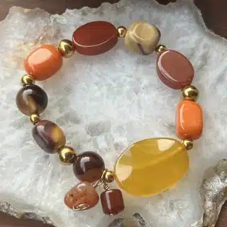 Chunky statement stretch bracelet, gold filled.