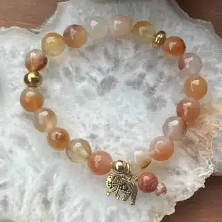 Agate stretch bracelet, gold filled spacers.