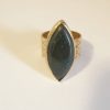 Green agate pointed oval ring