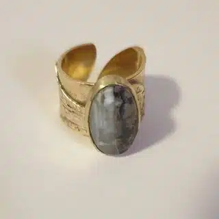 Tree agate partially textured ring