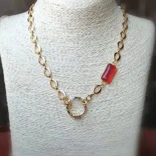 Gold plated necklace with nature agate