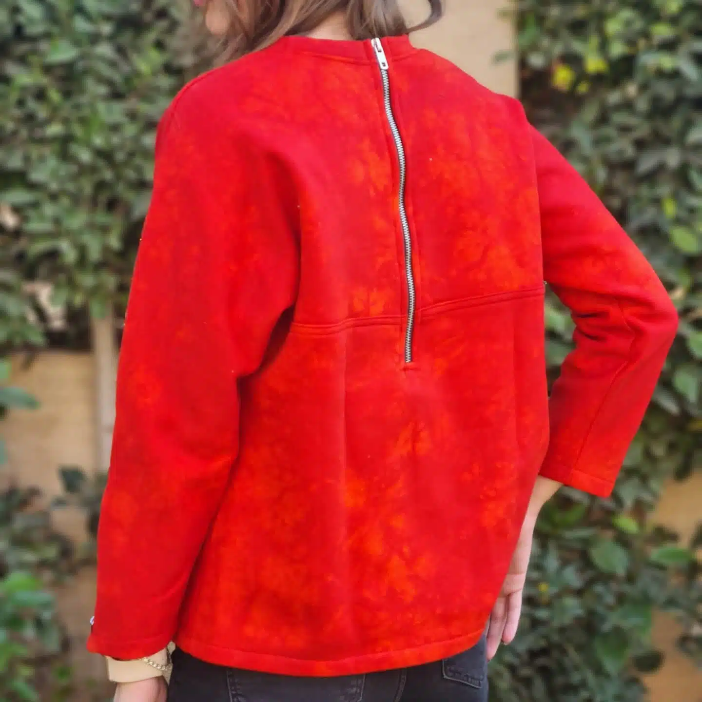 Orange red tie dye tripple zipper top 2 IMG 20211218 200424 179