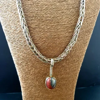 Brass vikings blood agate necklace