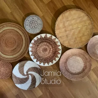 Jamila baskets themed porcelain wall plates