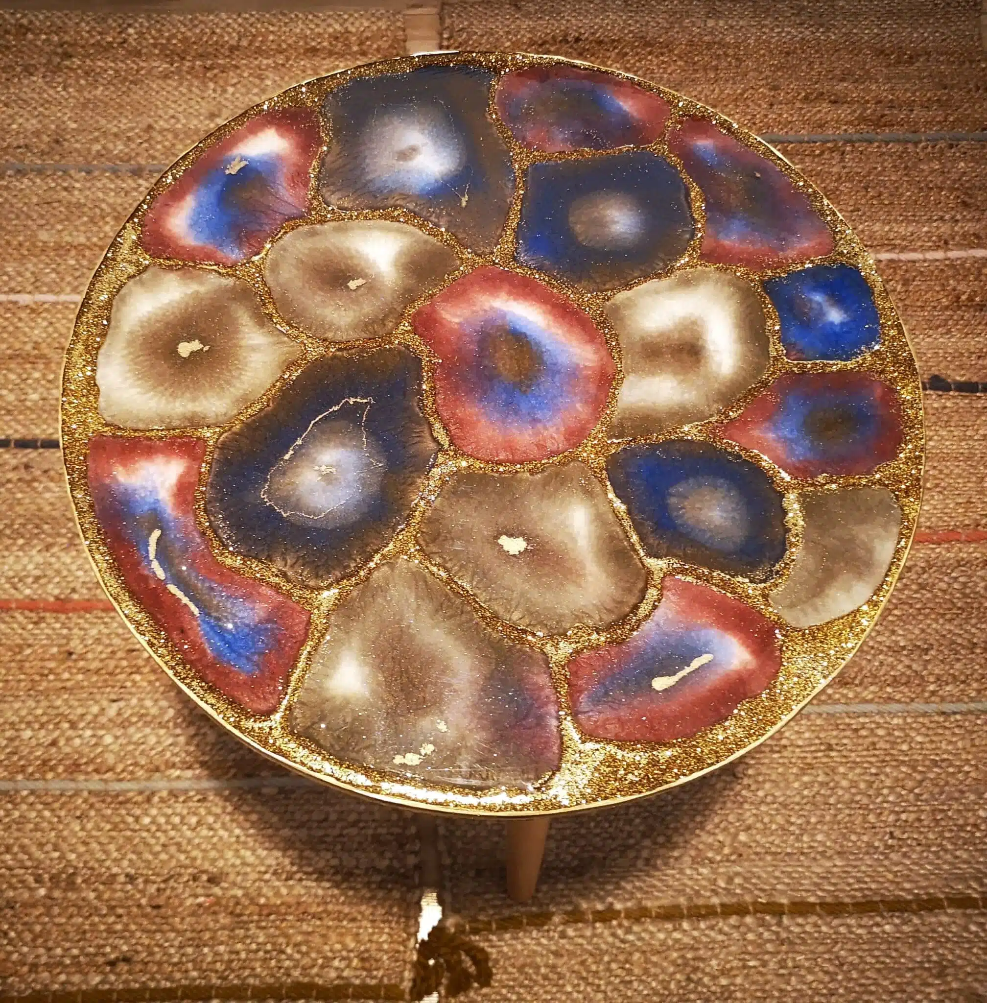 Agate Epoxy Table 4 agate like epoxy top table with wooden legs