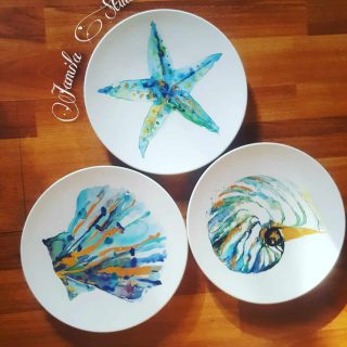 Golden Aqua Shells (wall plates)