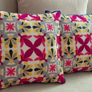 Fushia arabesque cushion cover
