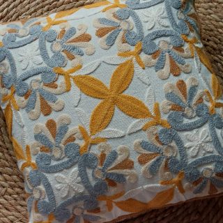 Yellow arabesque cushion cover