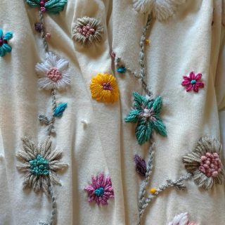Floral Pastels Off White Soft Wool Shawl
