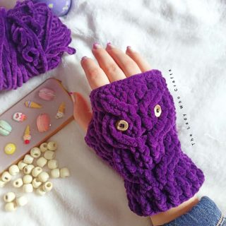 Crochet velvet owl gloves 🦉💜