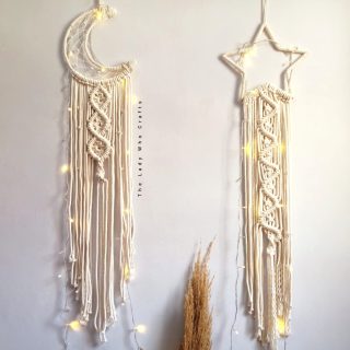 Macrame moon and star wall hanging