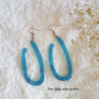 Blue resin earring