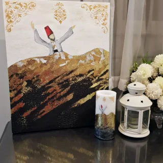 El darwish acrylic painting with candle