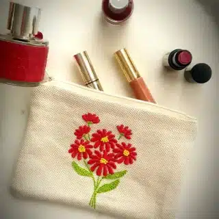 Hand-embroidered Linen Pouch