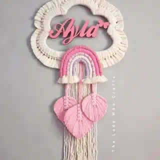 Macrame baby's name cloud wall hanging 💕