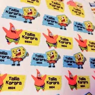 Sponge Bob waterproof school stickers
