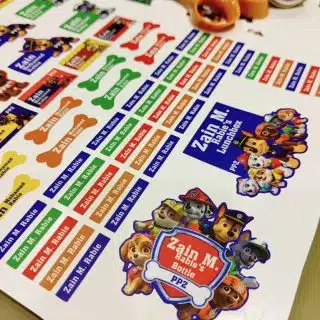 Paw patrol waterproof school stickers