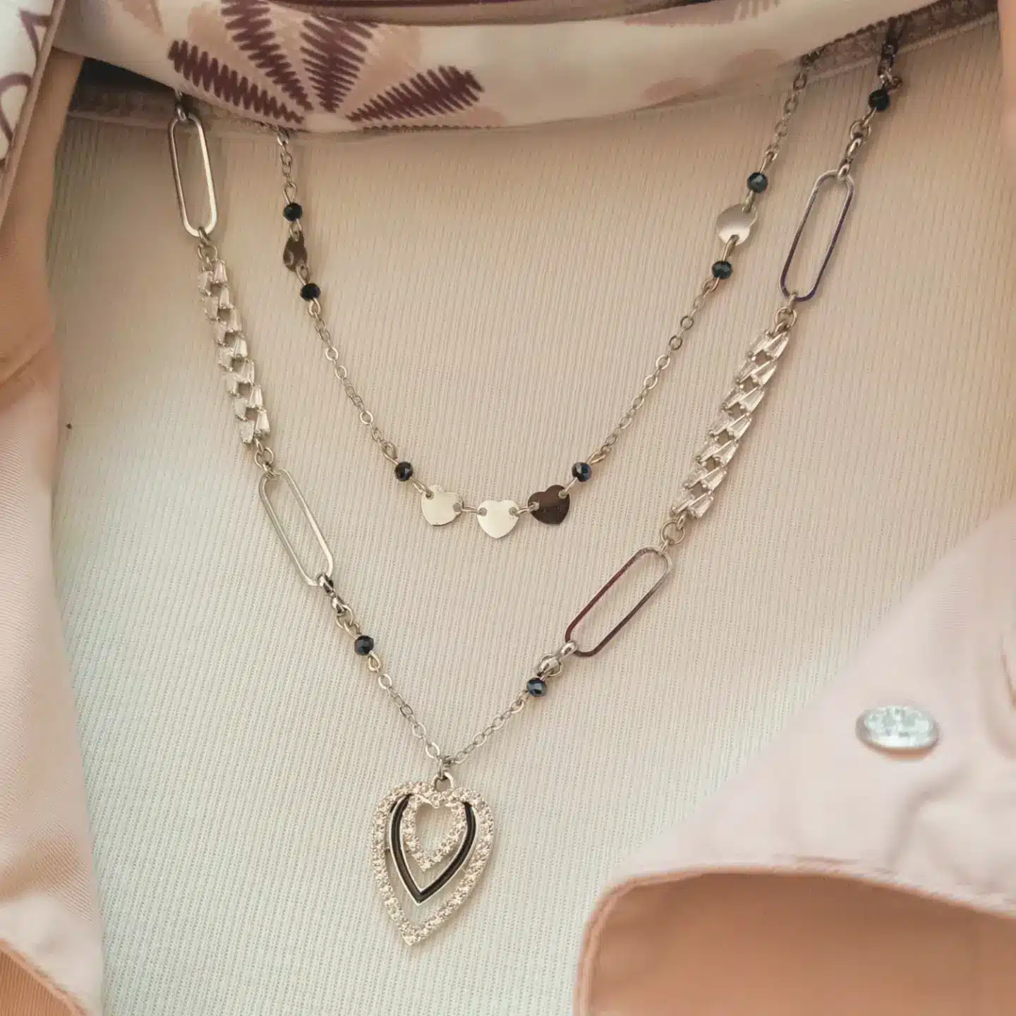 2-layered silver colour heart necklace 2 IMG 20240101 193051 523
