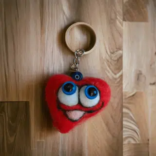 Felted heart keychain