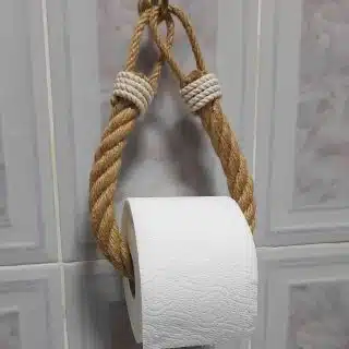 Toilet paper holder - thick natural jute rope with cotton rope