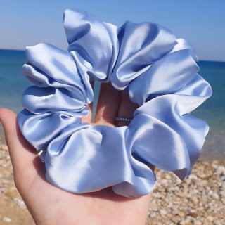 SILK BABY BLUE SCRUNCHI