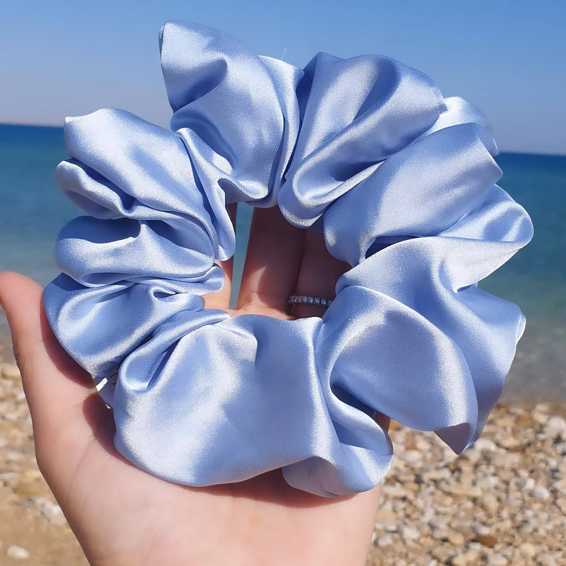 SILK BABY BLUE SCRUNCHI 1 SILK BABY BLUE SCRUNCHI