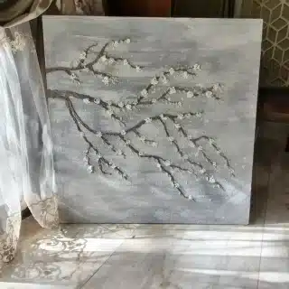 Texture white blossom painting