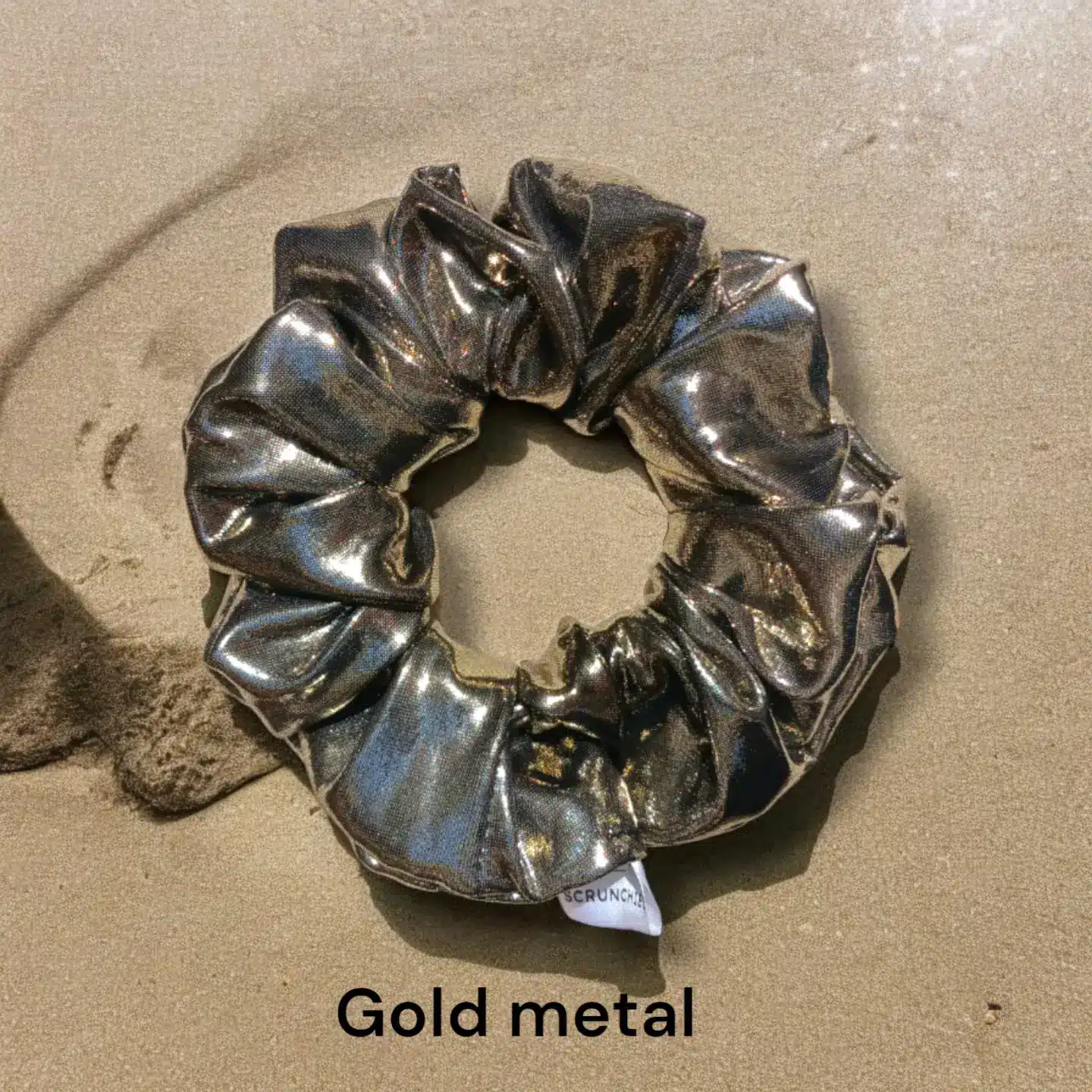 Gold metal scrunchie 1 Gold metal scrunchie