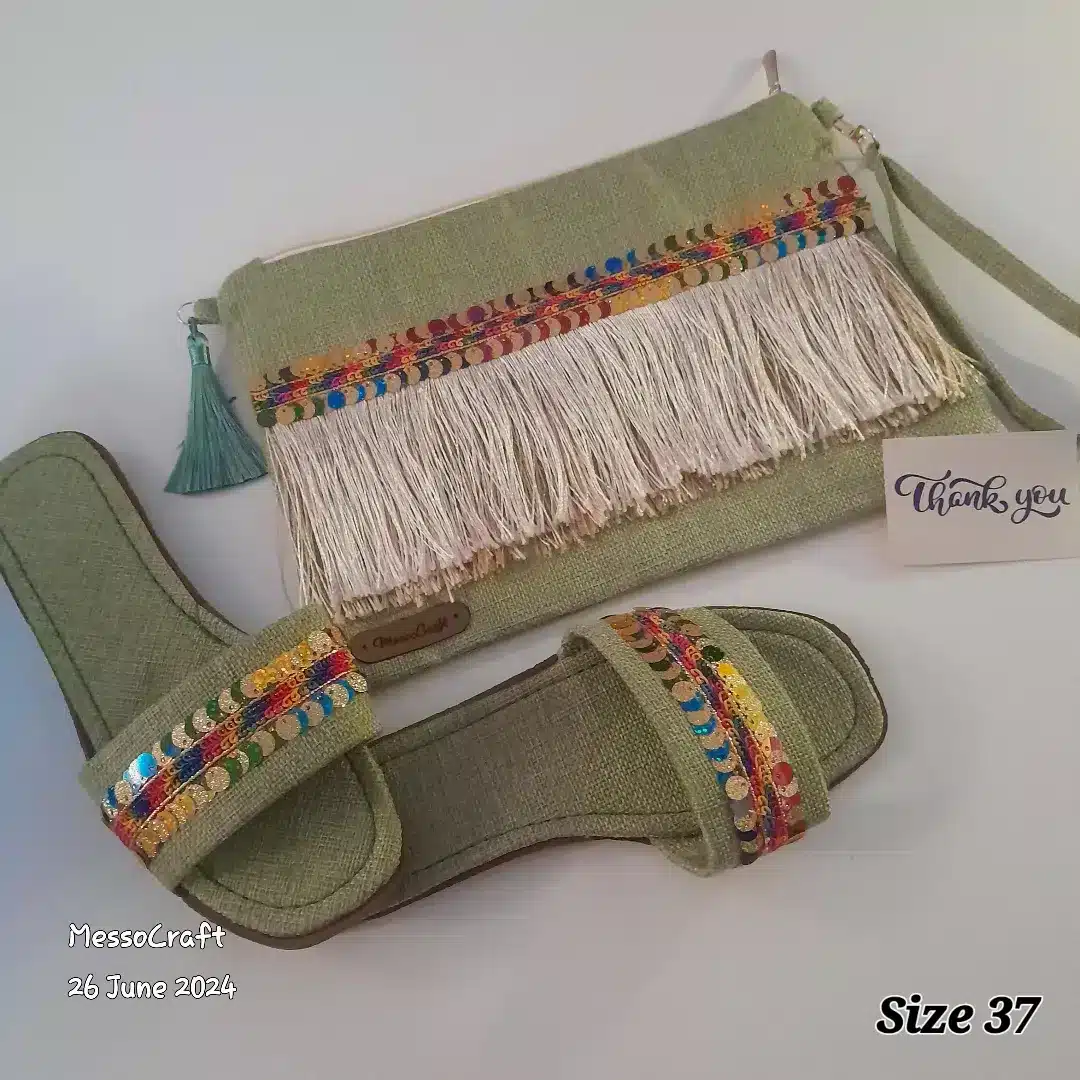 Green lovers π a clutch and slippers set 1 Green lovers π a clutch and slippers set