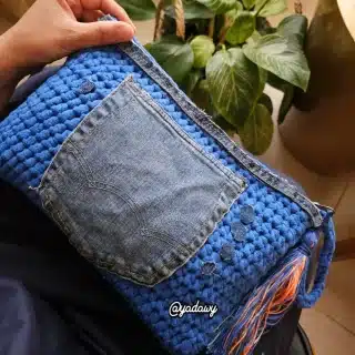 Denim pocket clutch