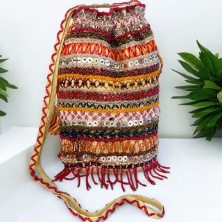 multicolored beaded cross saint catherine embriodery bag