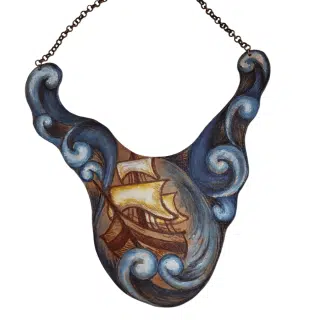 Ship necklace leather