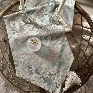 Mint green floral runner