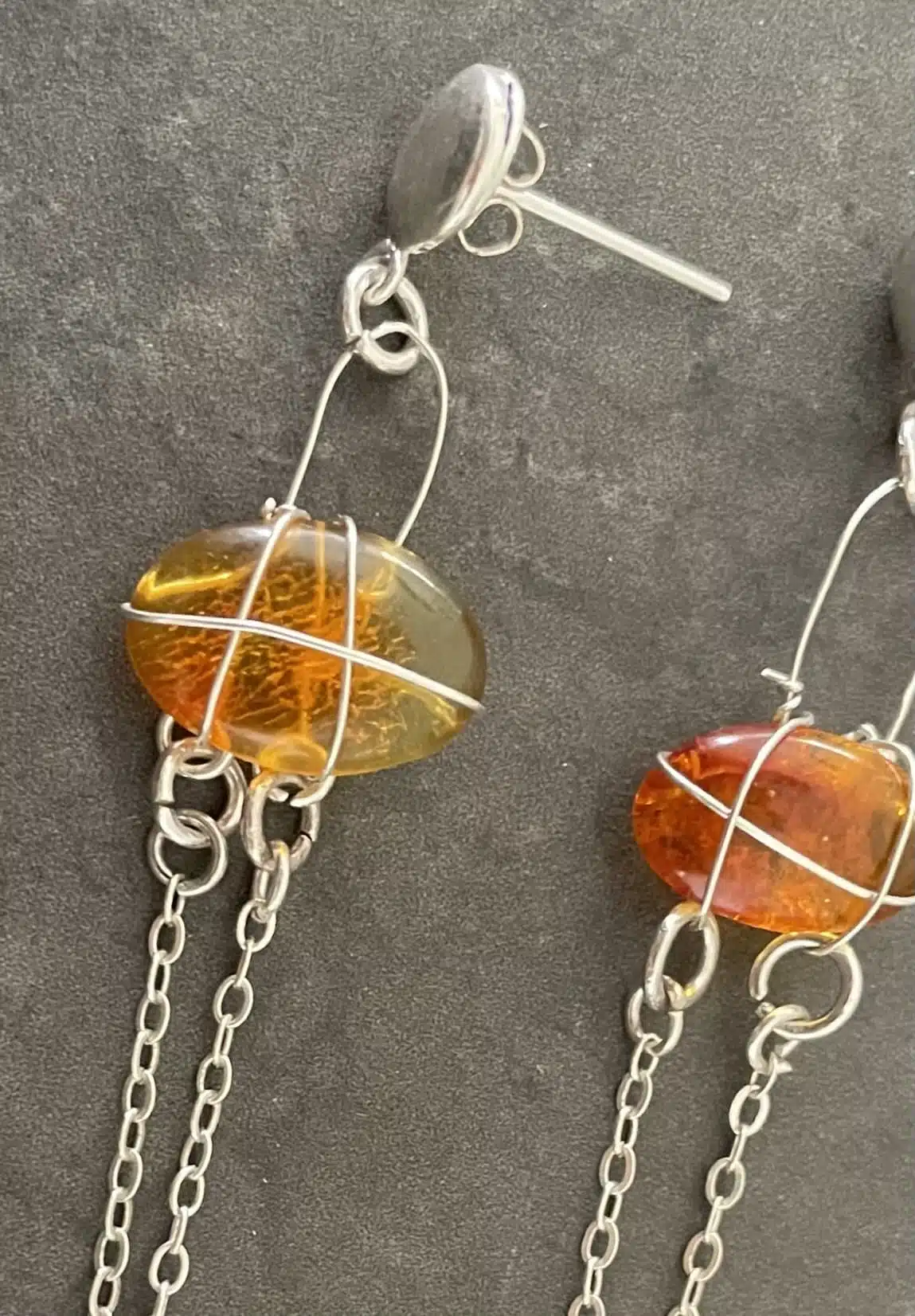 Small silver fish & amber Beads and stone 3 IMG 2707 1