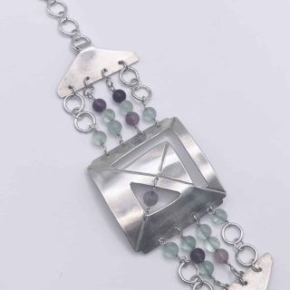 Handmade silver bracelet with fluorite beads